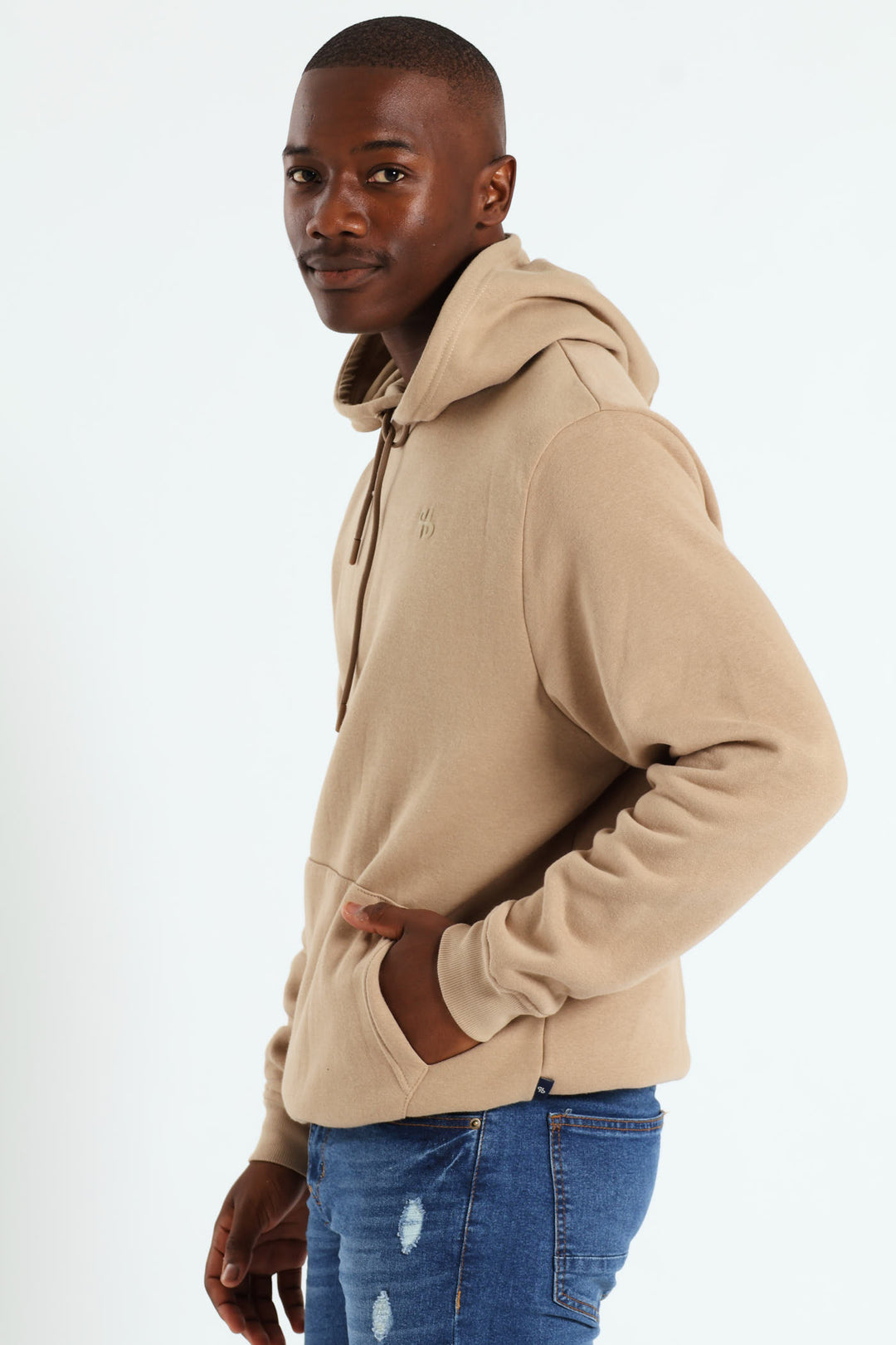 Plain Fleece Pullover Hoodie - Taupe