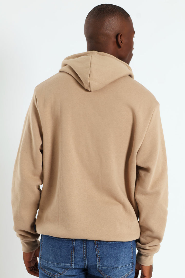 Plain Fleece Pullover Hoodie - Taupe