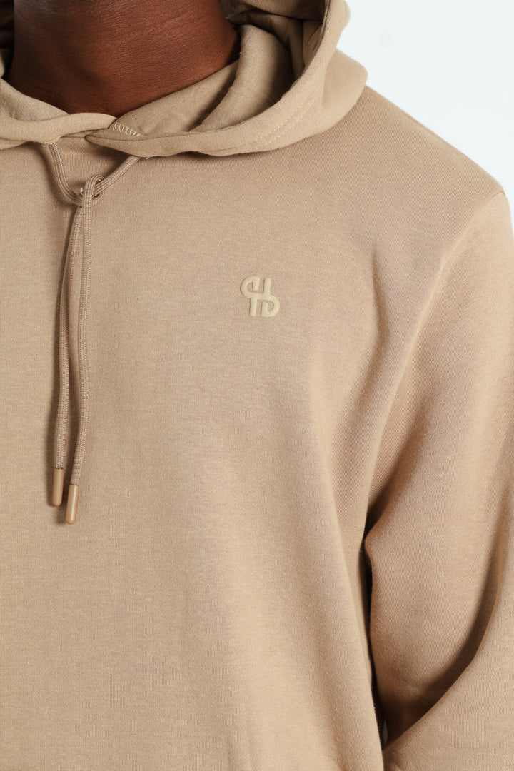 Plain Fleece Pullover Hoodie - Taupe