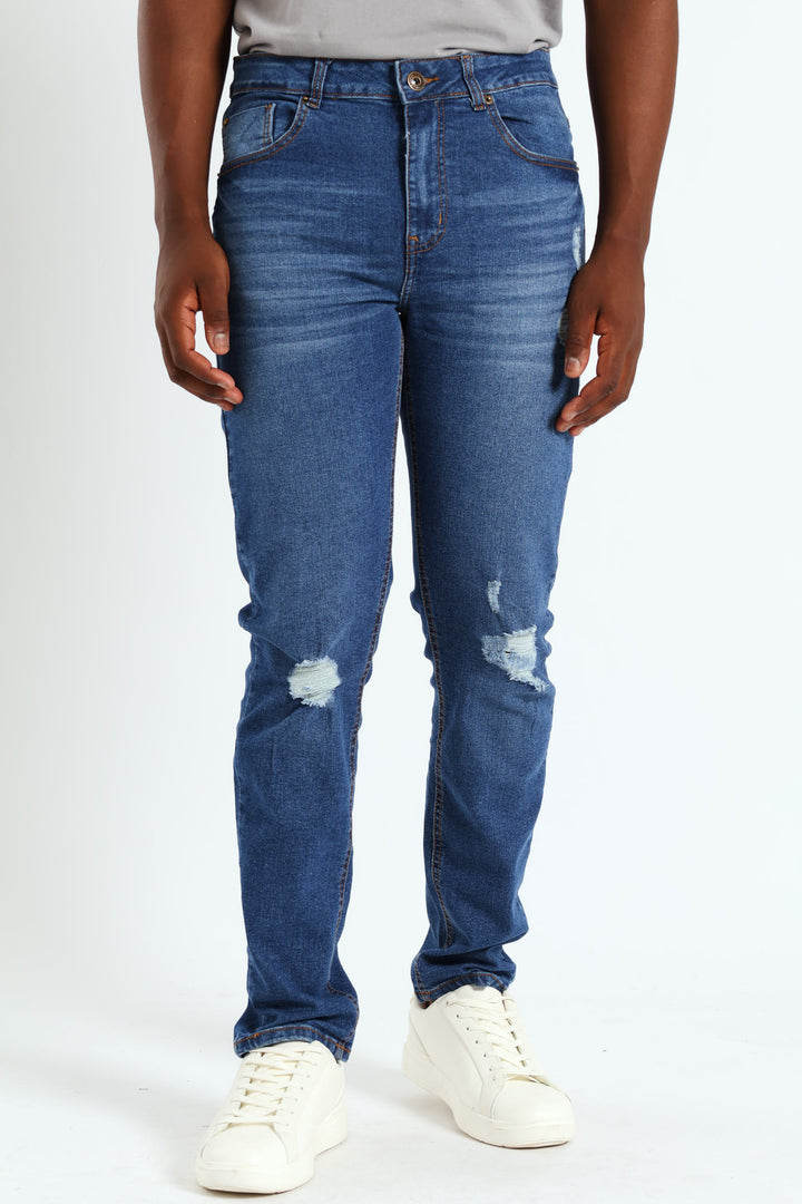 Super Skinny Ripped Denim - Dark Wash
