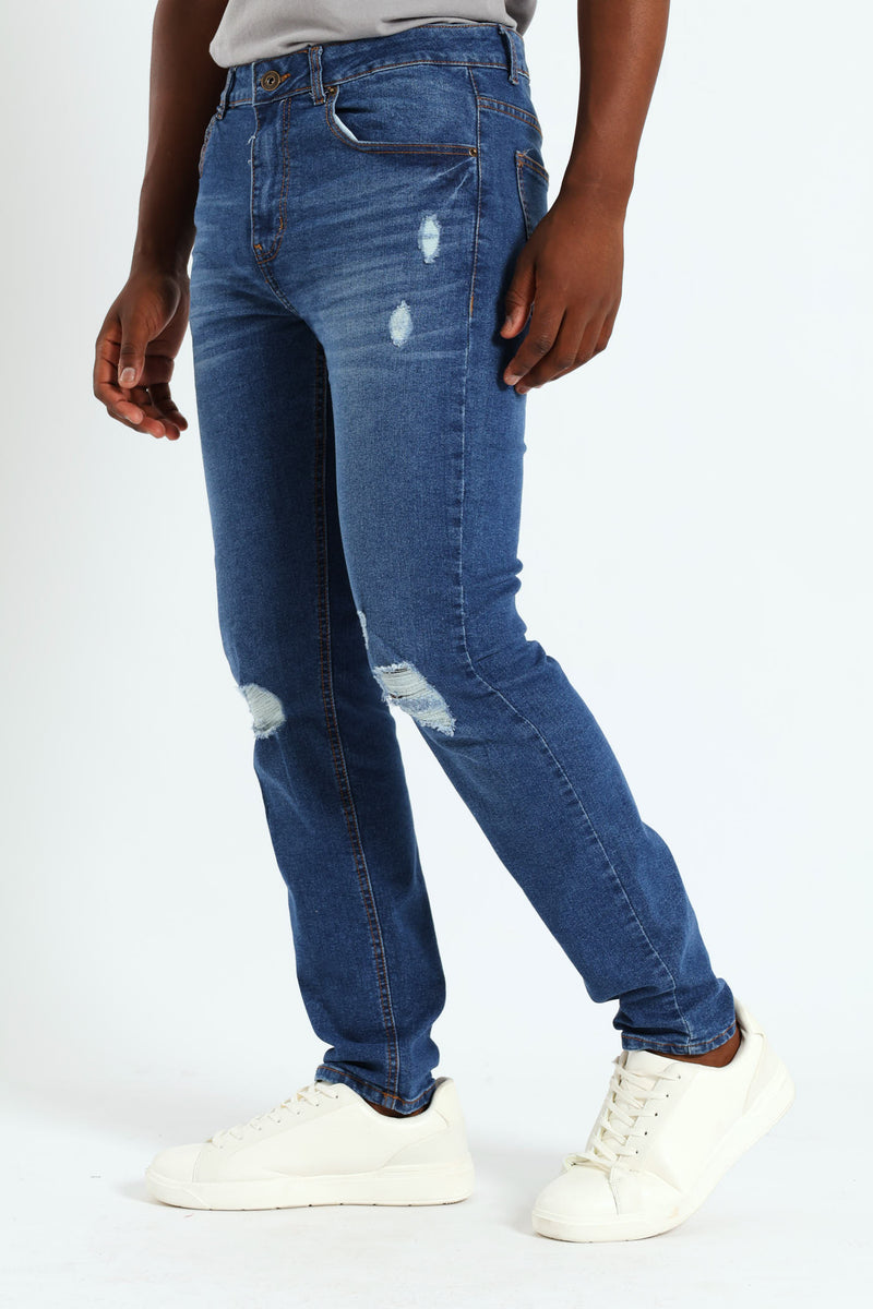 Super Skinny Ripped Denim - Dark Wash