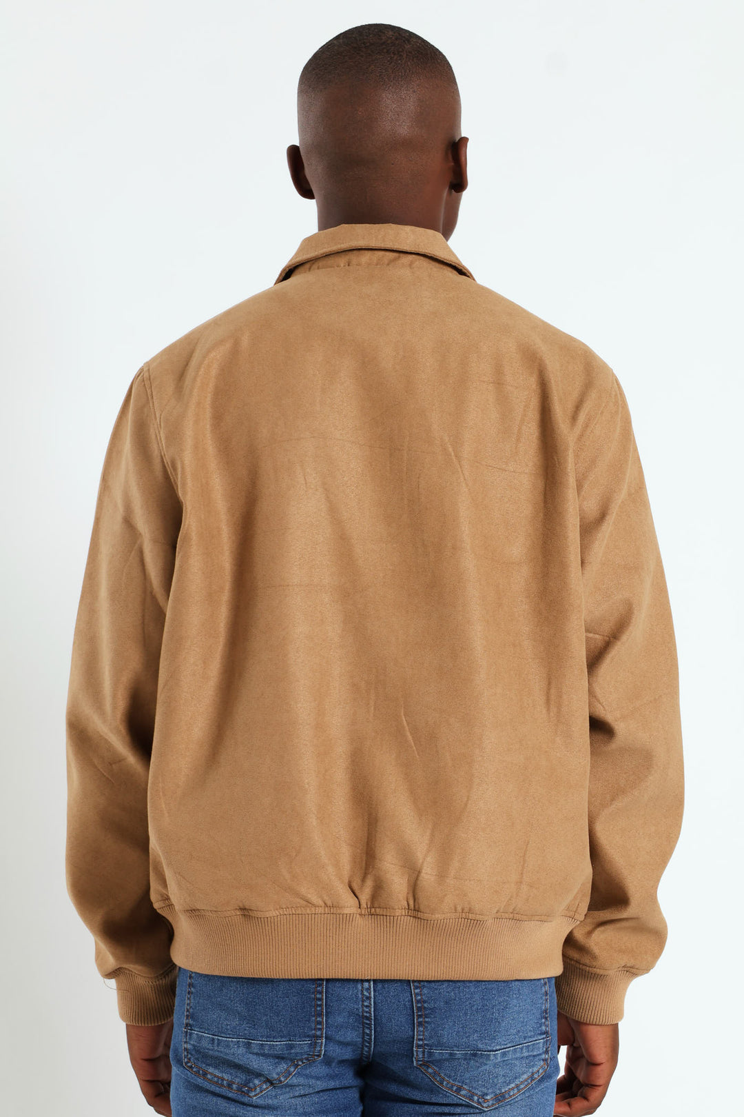 Suede Emroidery Baseball Jacket - Camel