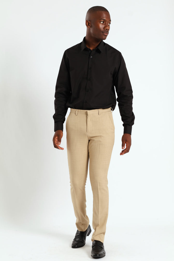 Contrast Collar Cuff Shirt - Black