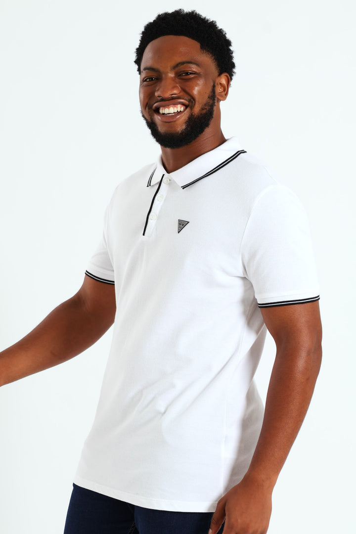 Tipped Core Polo Golfer - White