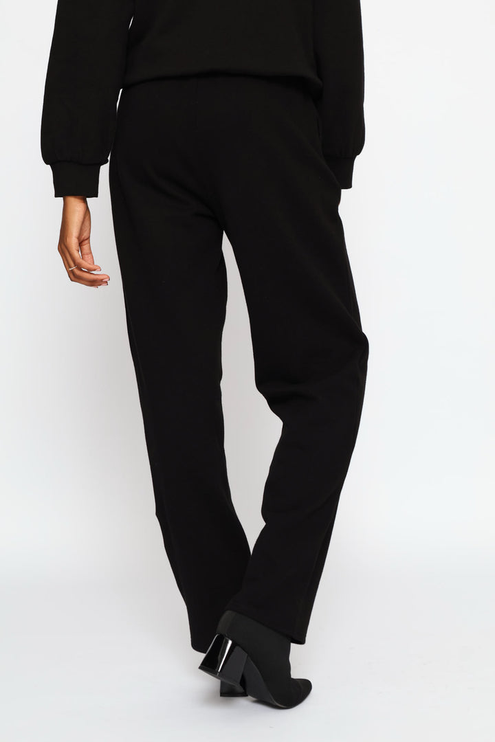 Bead Detail Wideleg Jogger - Black