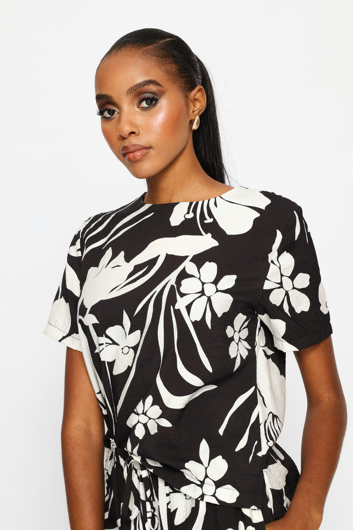 Printed Shell Tee - Black/White