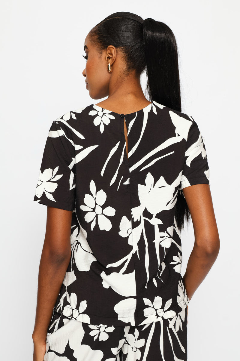 Printed Shell Tee - Black/White