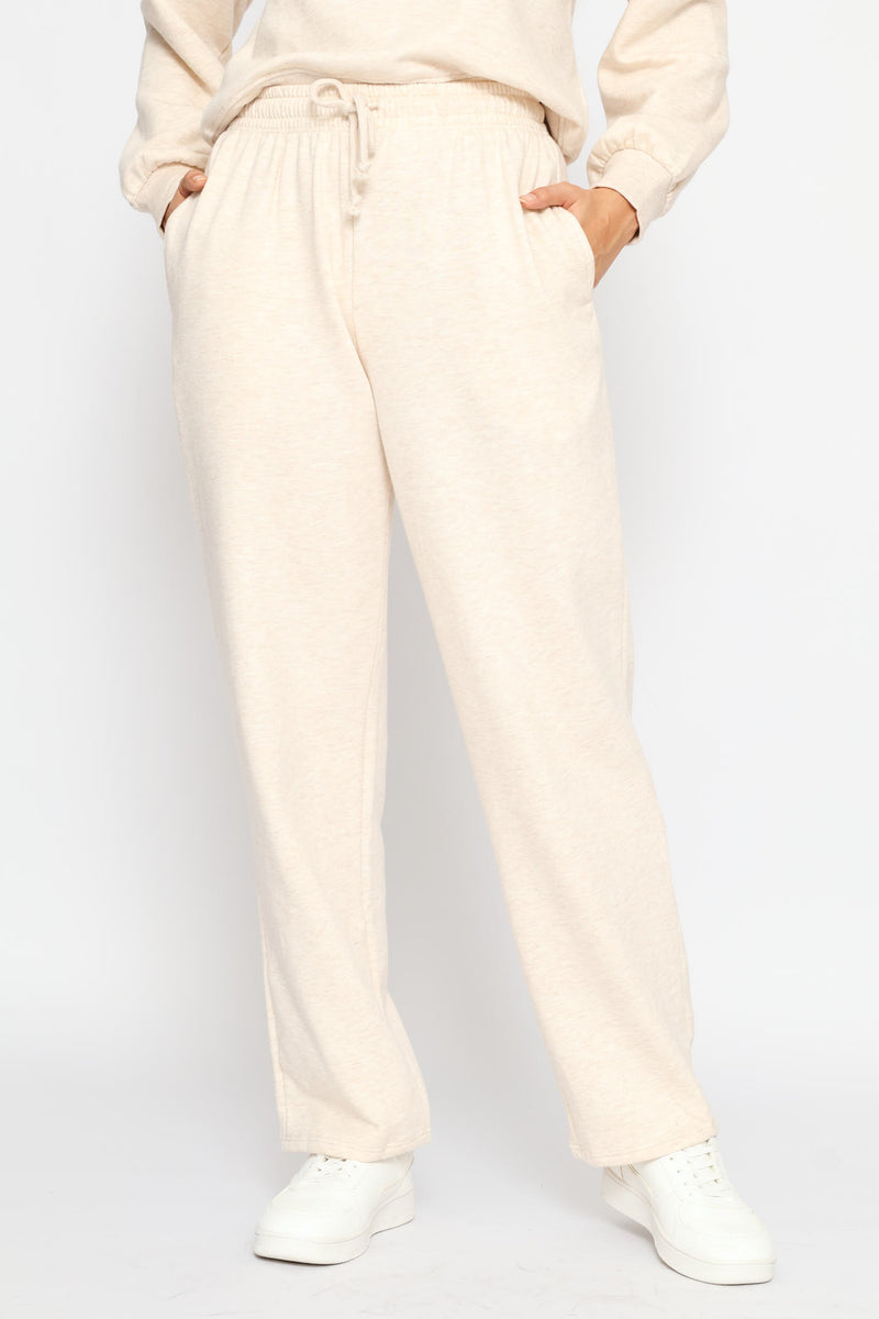Wide Leg Jogger - Oatmeal Melange