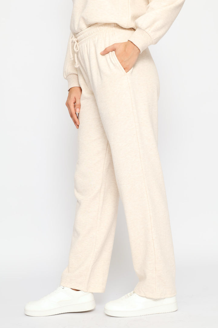 Wide Leg Jogger - Oatmeal Melange