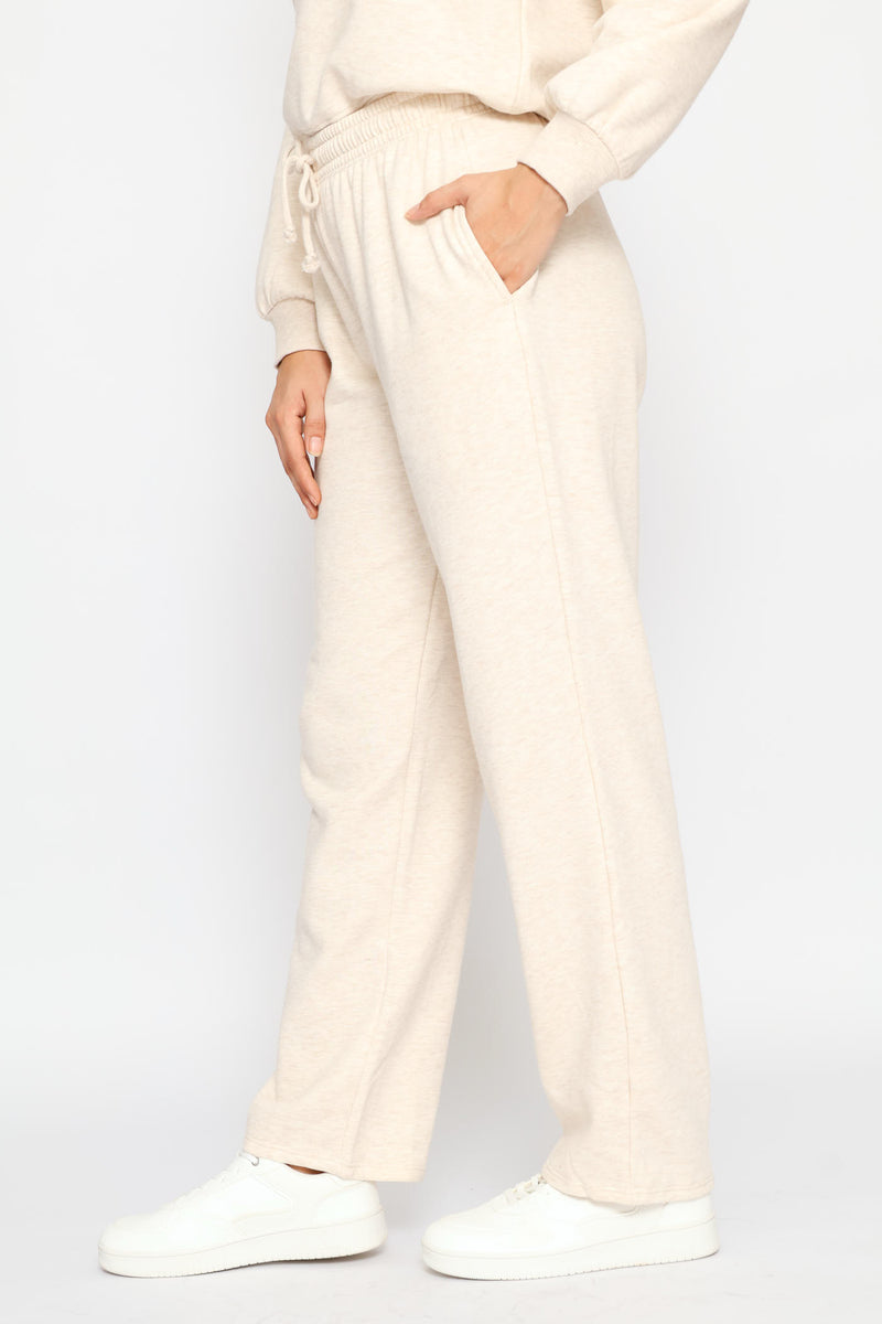 Wide Leg Jogger - Oatmeal Melange