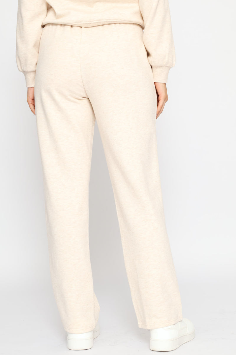Wide Leg Jogger - Oatmeal Melange