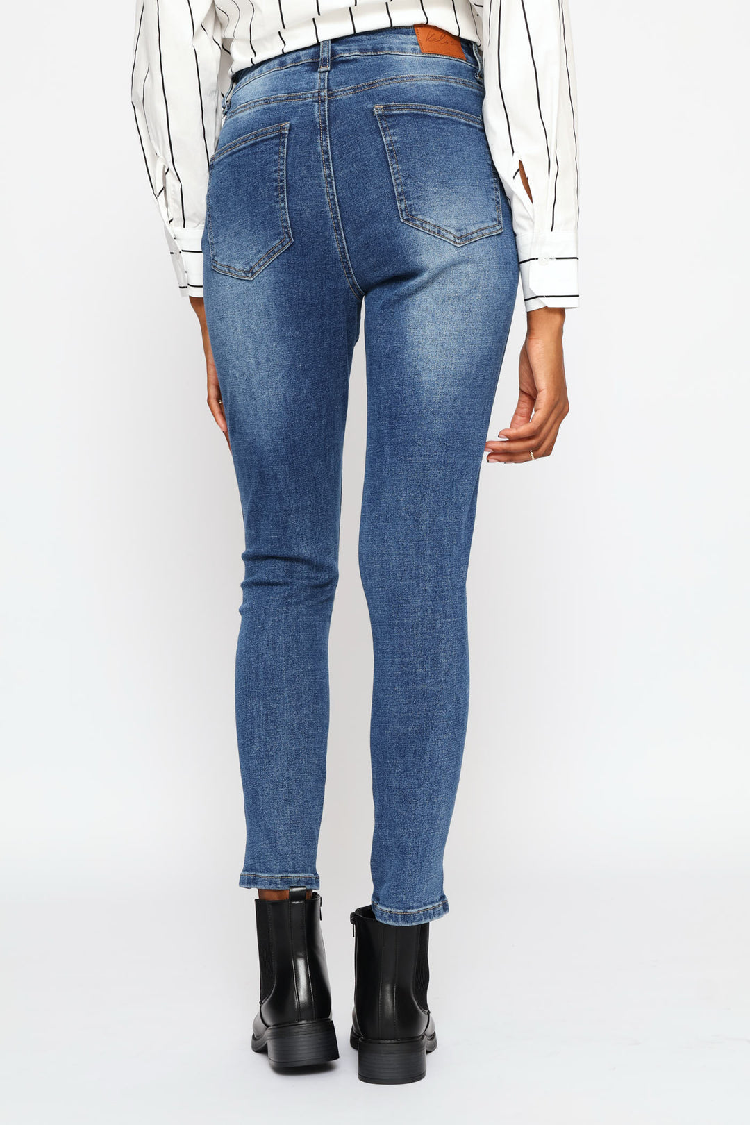 Hi-Rise Abraised Skinny Denim - Dark Wash