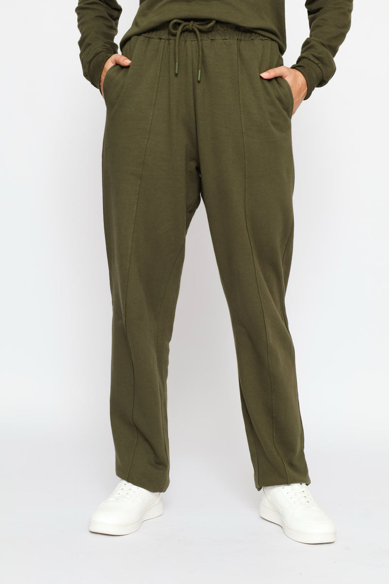 Pinched Seam Wide Leg Pants - Dark Fatigue