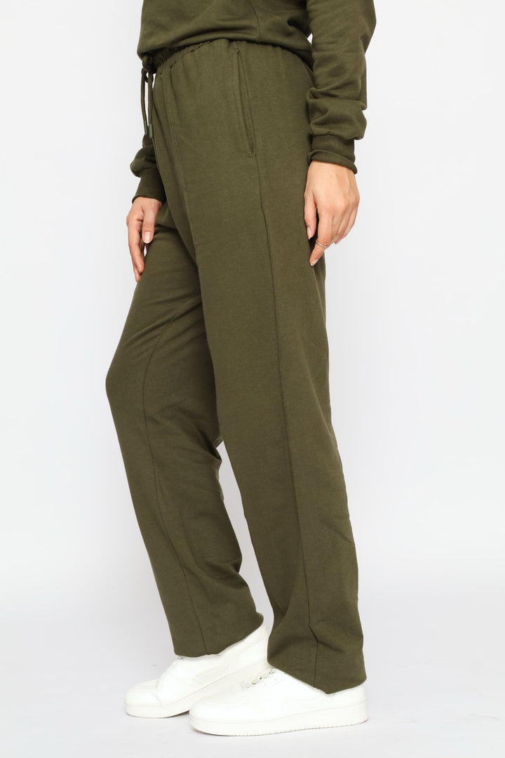Pinched Seam Wide Leg Pants - Dark Fatigue