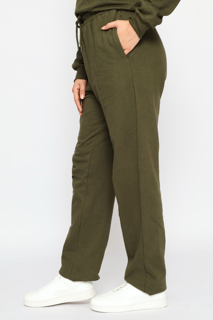 Pinched Seam Wide Leg Pants - Dark Fatigue