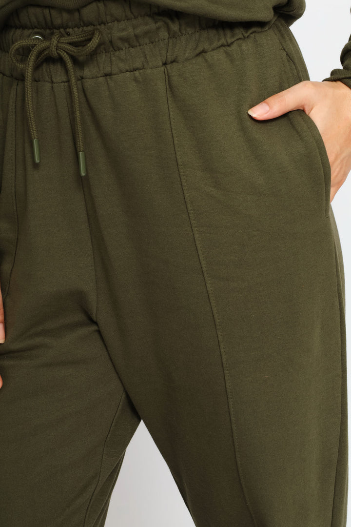 Pinched Seam Wide Leg Pants - Dark Fatigue