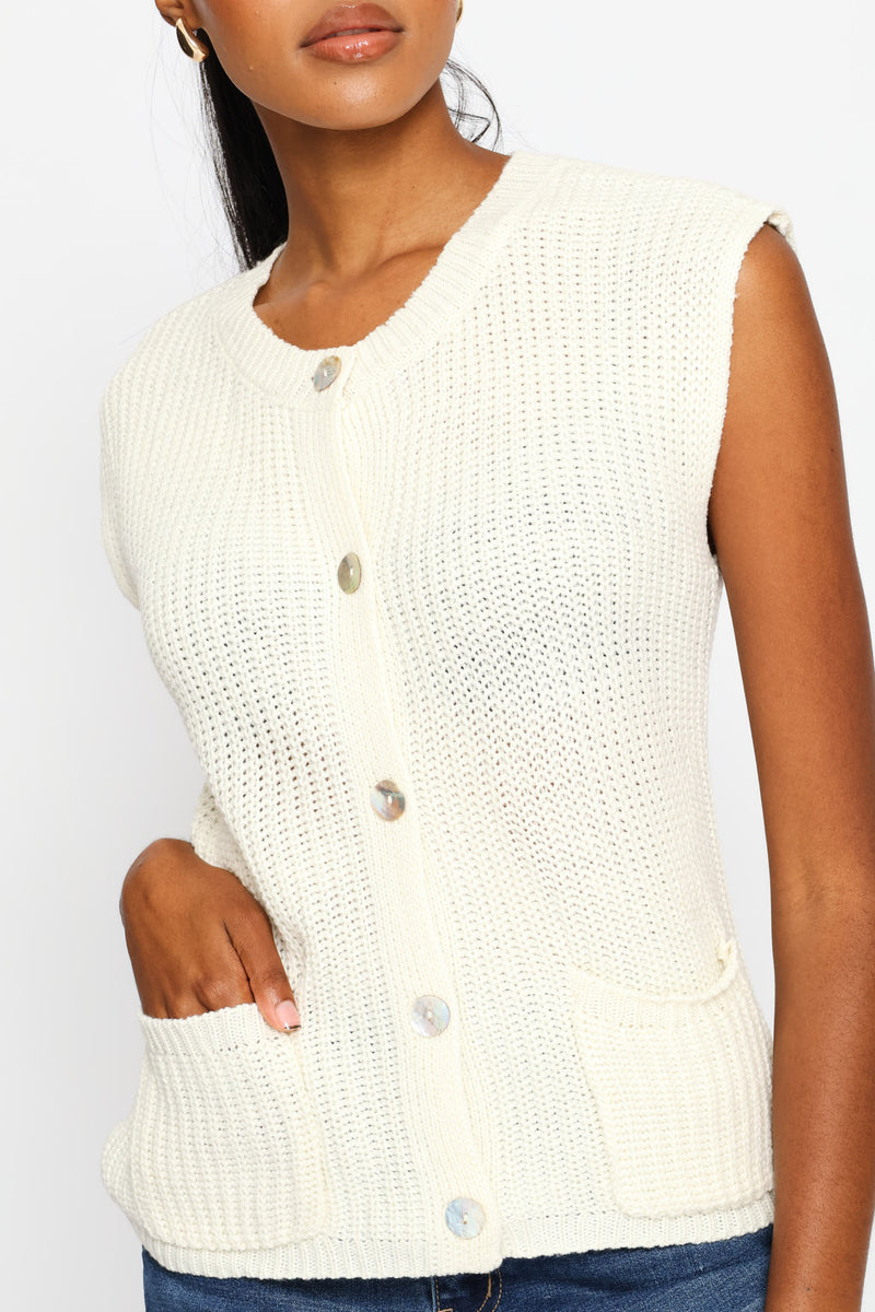 Chunky Oversized Button Through Waistcoat - Cream