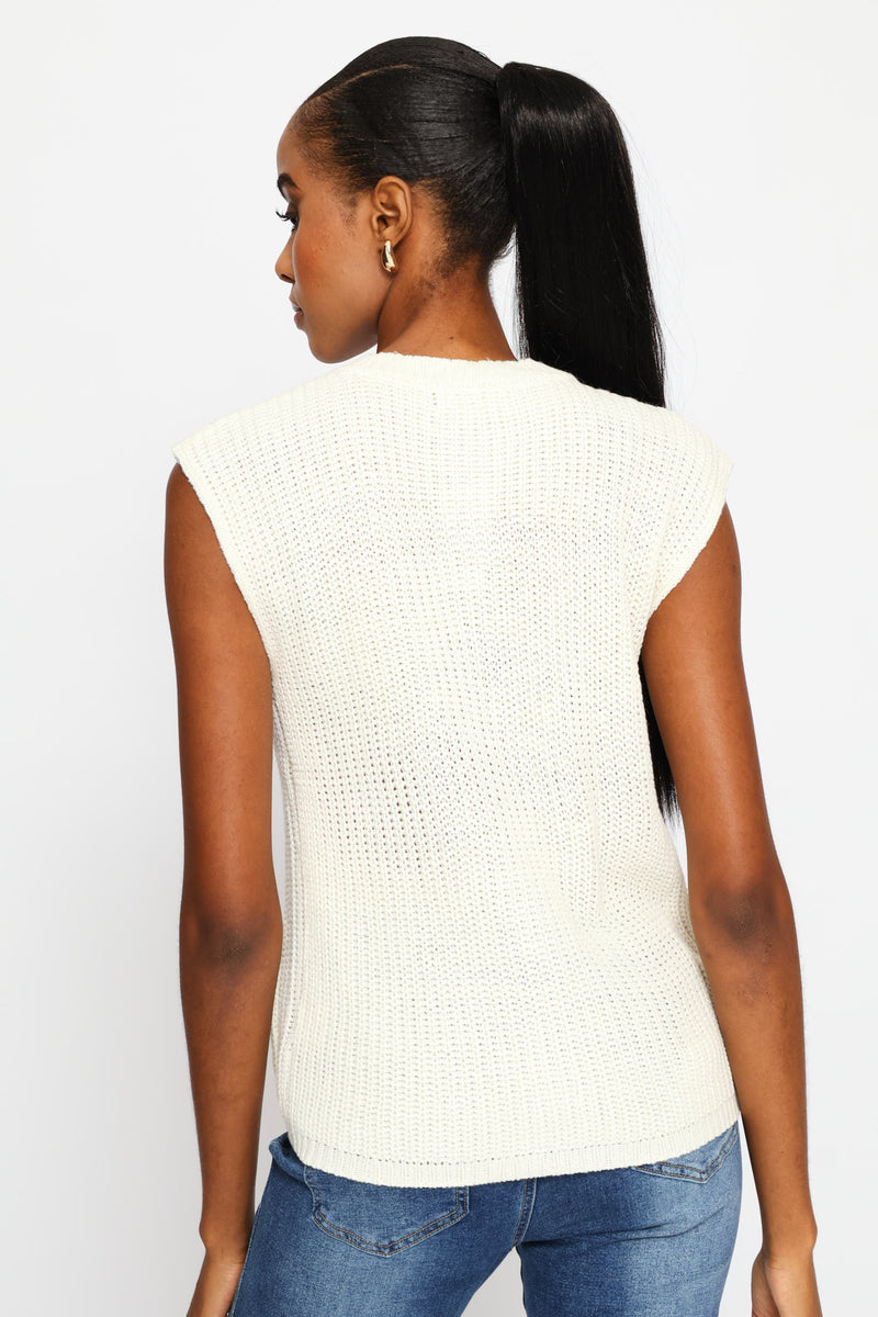 Chunky Oversized Button Through Waistcoat - Cream