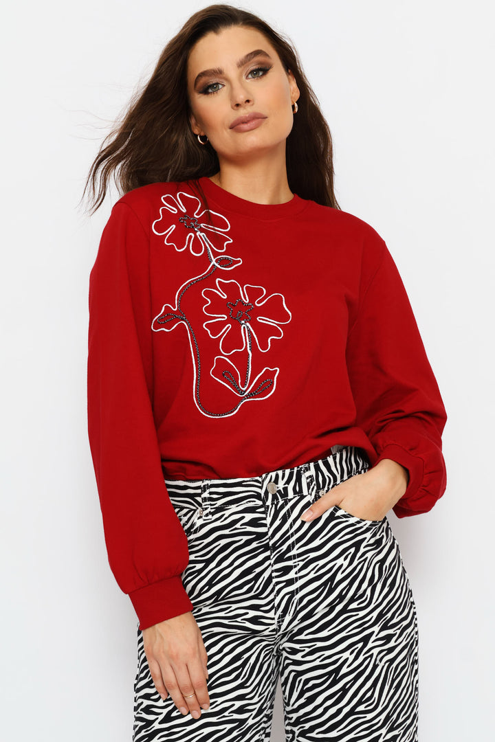 Long Sleeve Floral Cornelli Pullover - Rust