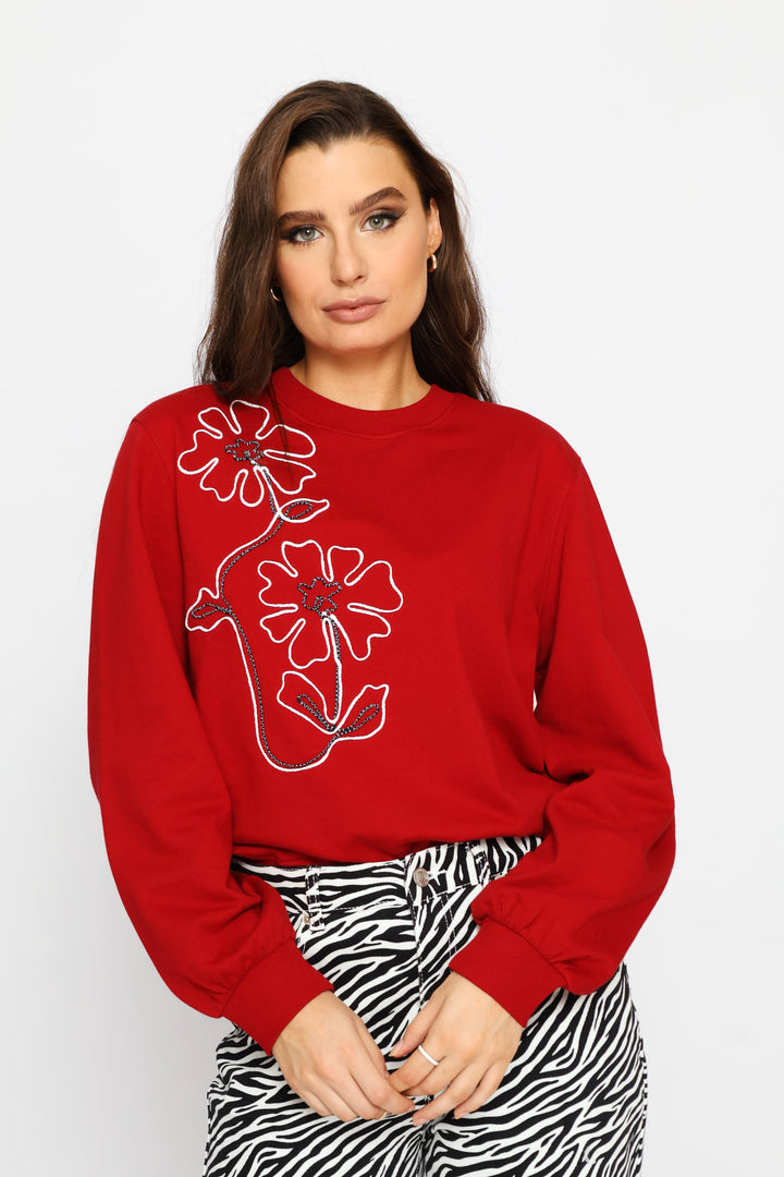Long Sleeve Floral Cornelli Pullover - Rust