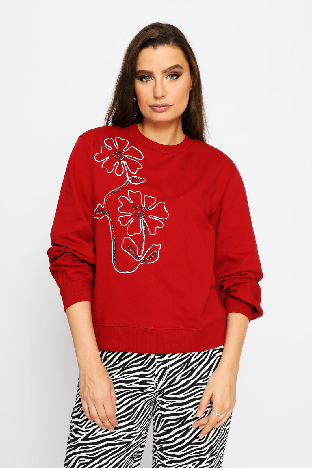 Long Sleeve Floral Cornelli Pullover - Rust