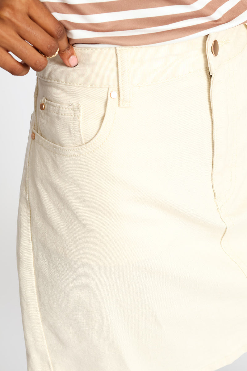 Denim Mini Skirt - Ecru
