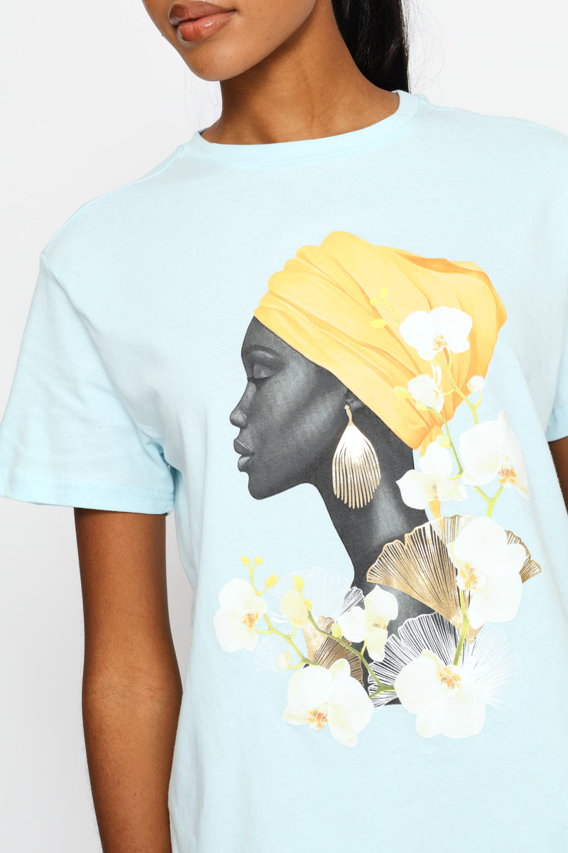 Icon With Foil Earring Regular Tee - Aqua