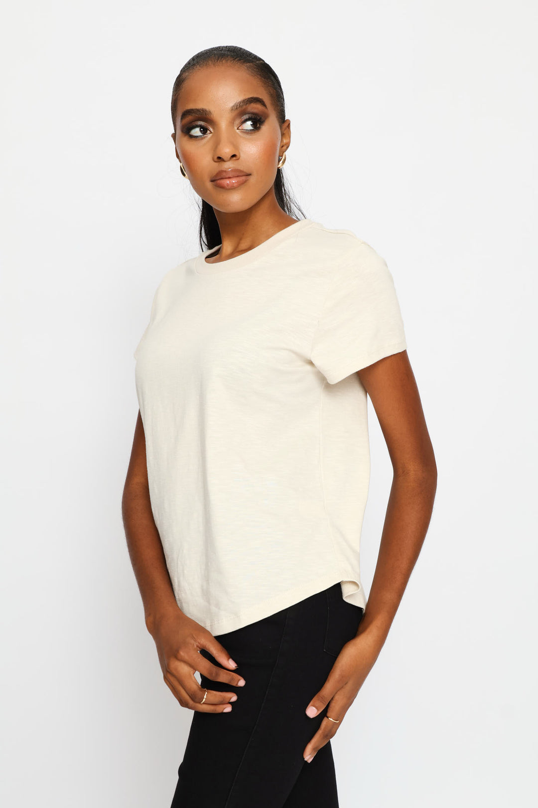 Slub Slouchy Tee - Oatmeal