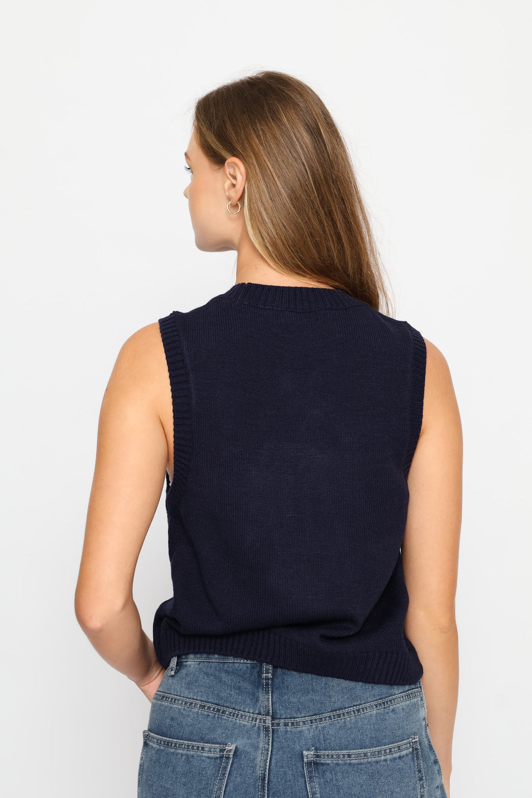 Koi Fish Knit Vest - Navy