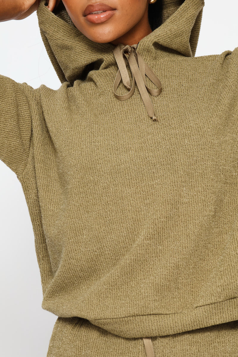Long Sleeve Cut & Sew Leisure Hoody - Olive