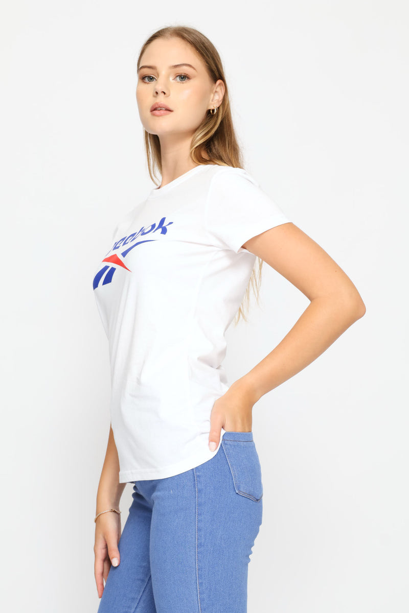Wren 2 Colour Logo Crew Tee - White
