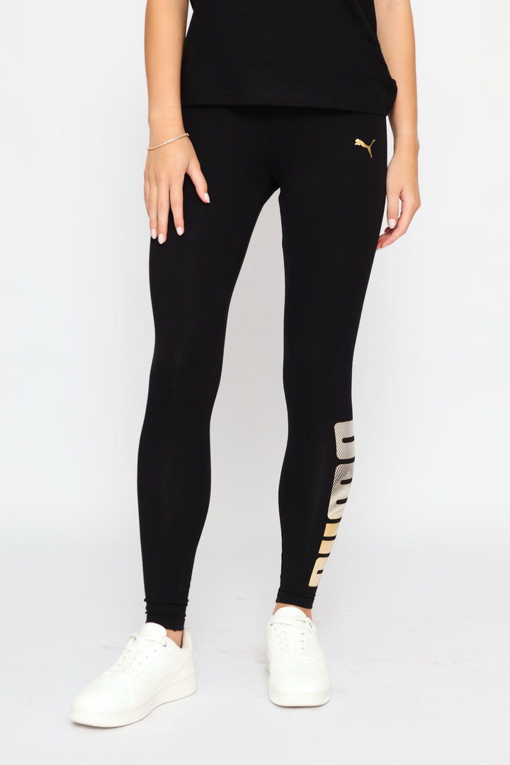 Essential Logo Lab Metallic Leggings - Black