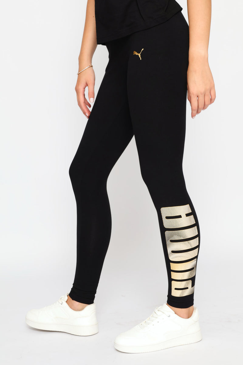 Essential Logo Lab Metallic Leggings - Black