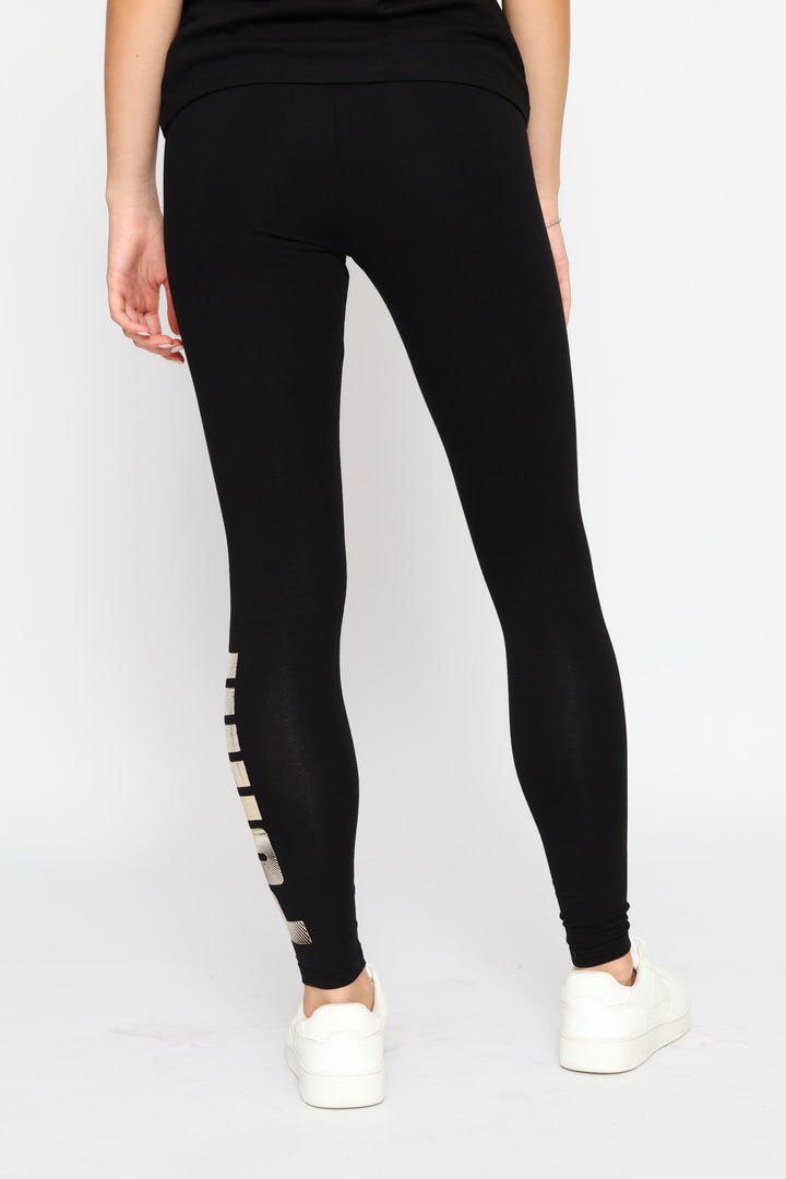 Essential Logo Lab Metallic Leggings - Black
