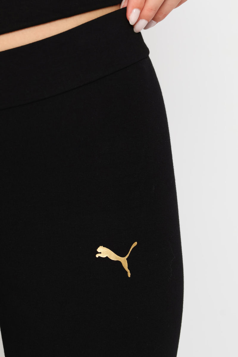 Essential Logo Lab Metallic Leggings - Black