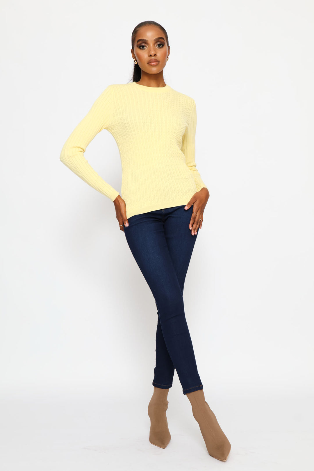 Plain Cable Pullover - Light Yellow