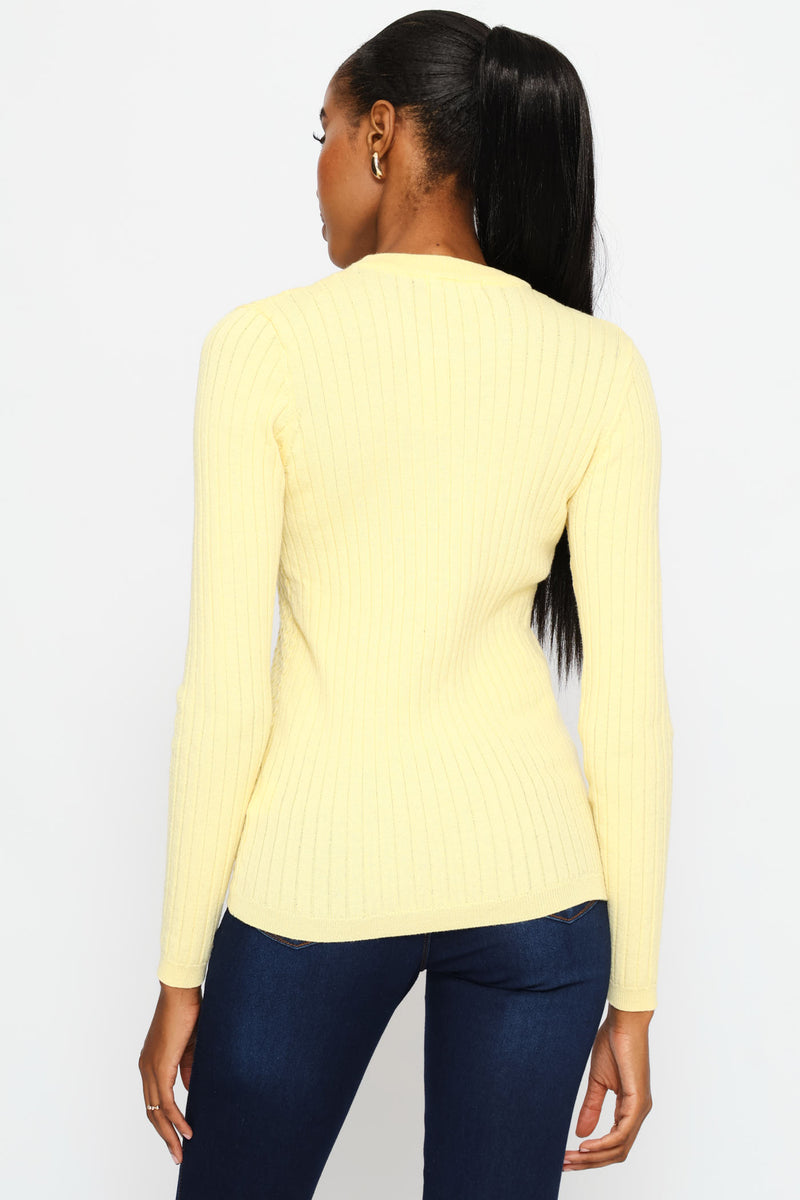Plain Cable Pullover - Light Yellow