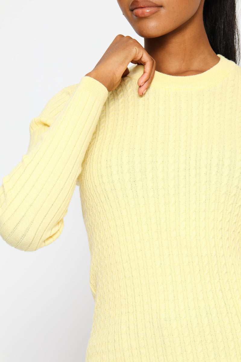 Plain Cable Pullover - Light Yellow