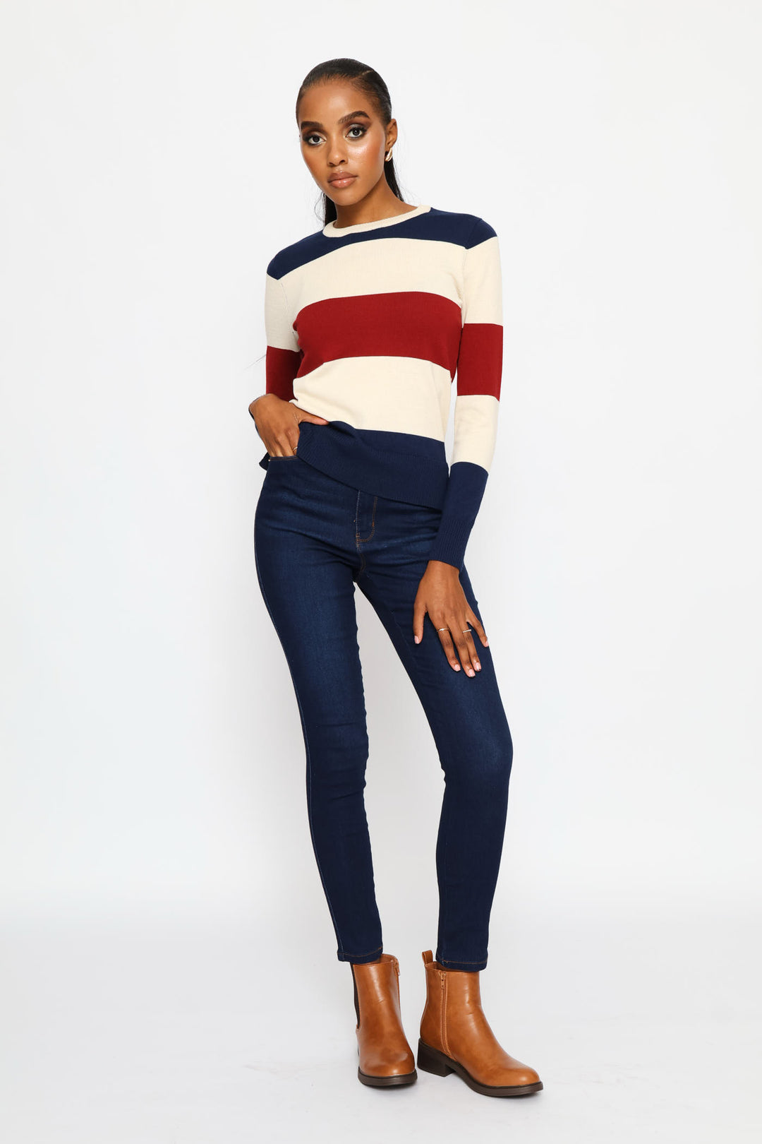 Colourblock Pullover - Navy
