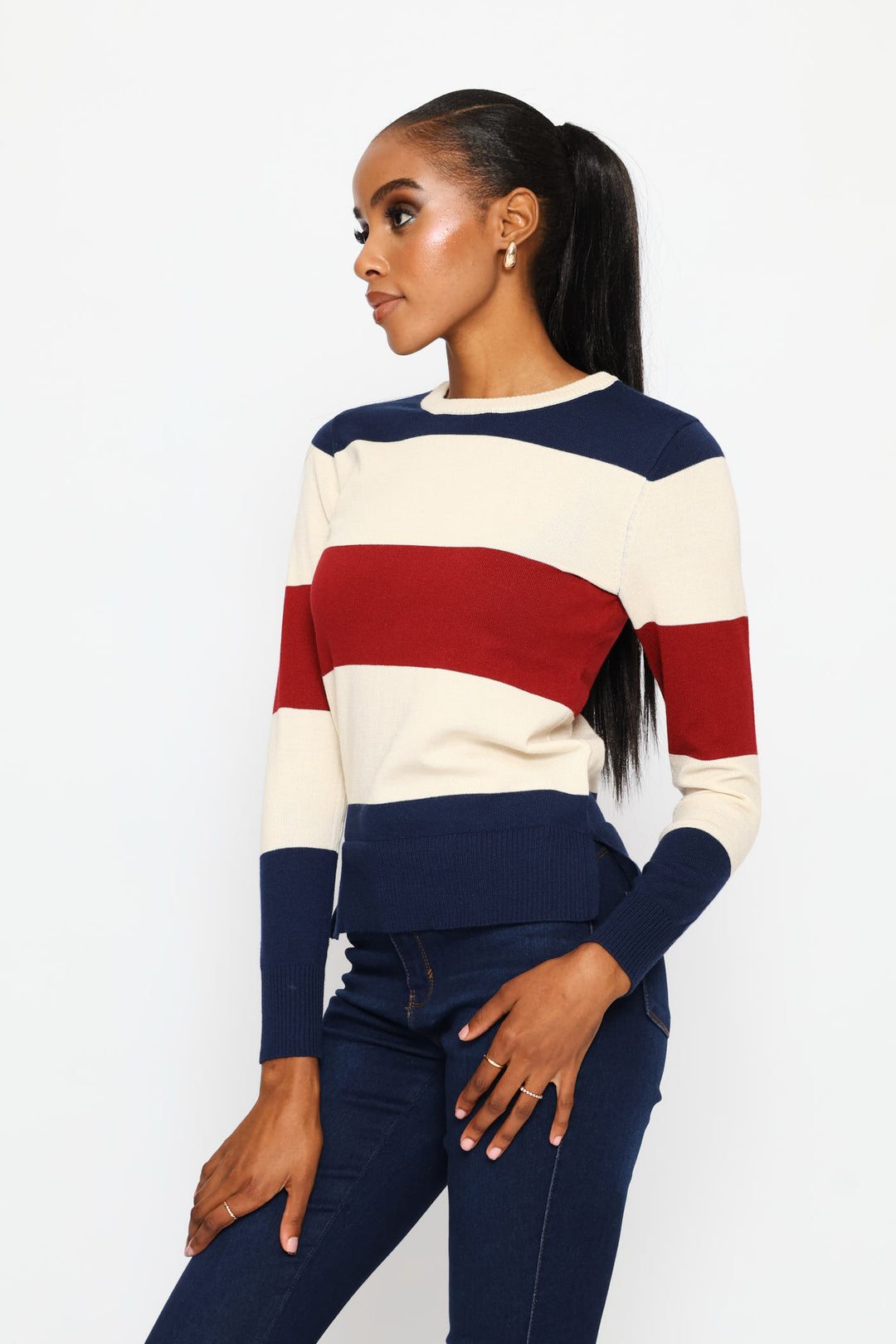 Colourblock Pullover - Navy