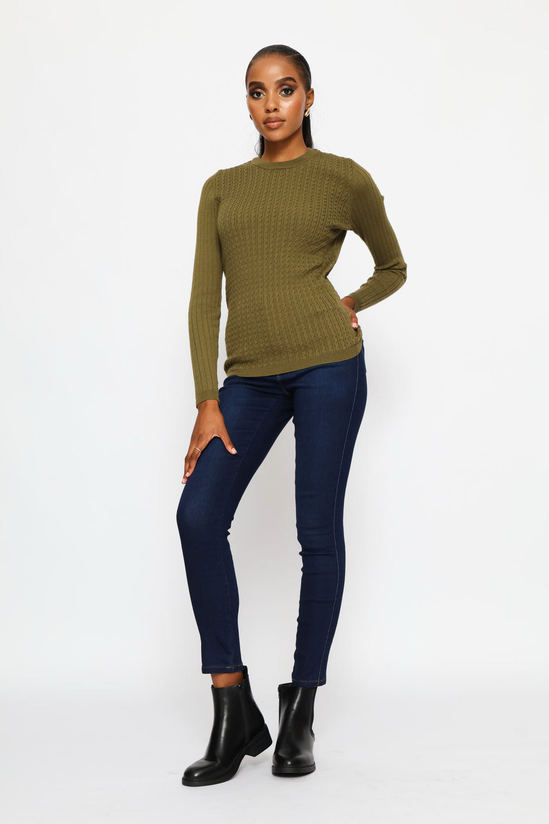 Plain Cable Pullover - Fatigue