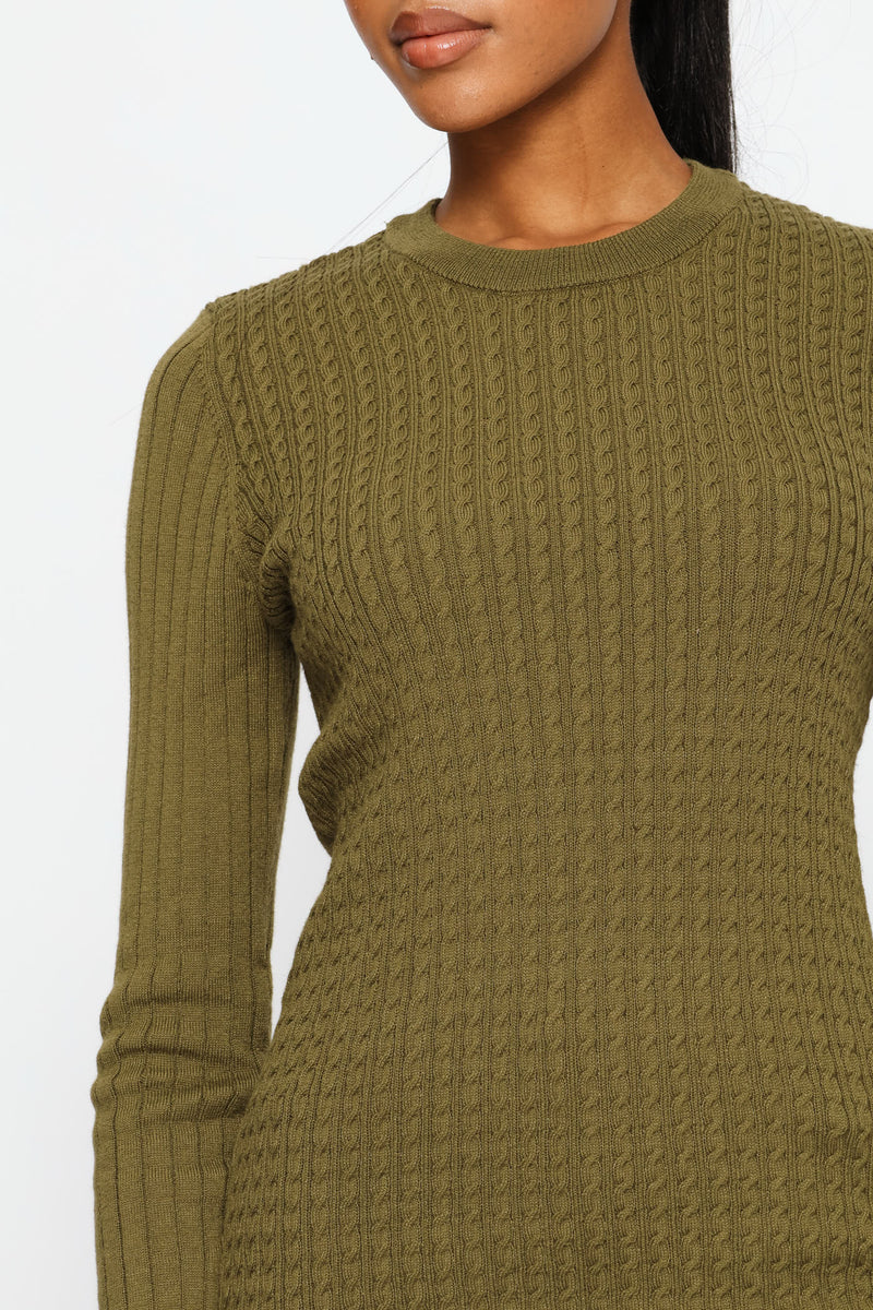 Plain Cable Pullover - Fatigue