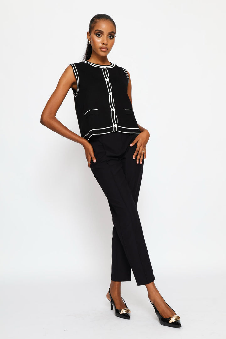 Double Tipped Cardigan - Black