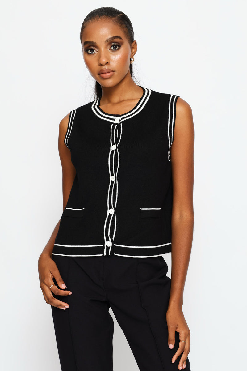 Double Tipped Cardigan - Black