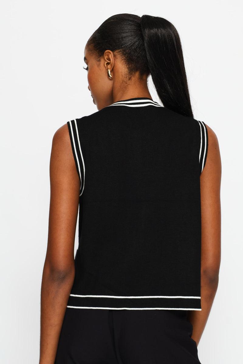 Double Tipped Cardigan - Black