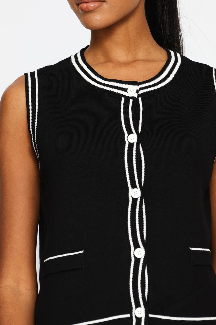 Double Tipped Cardigan - Black