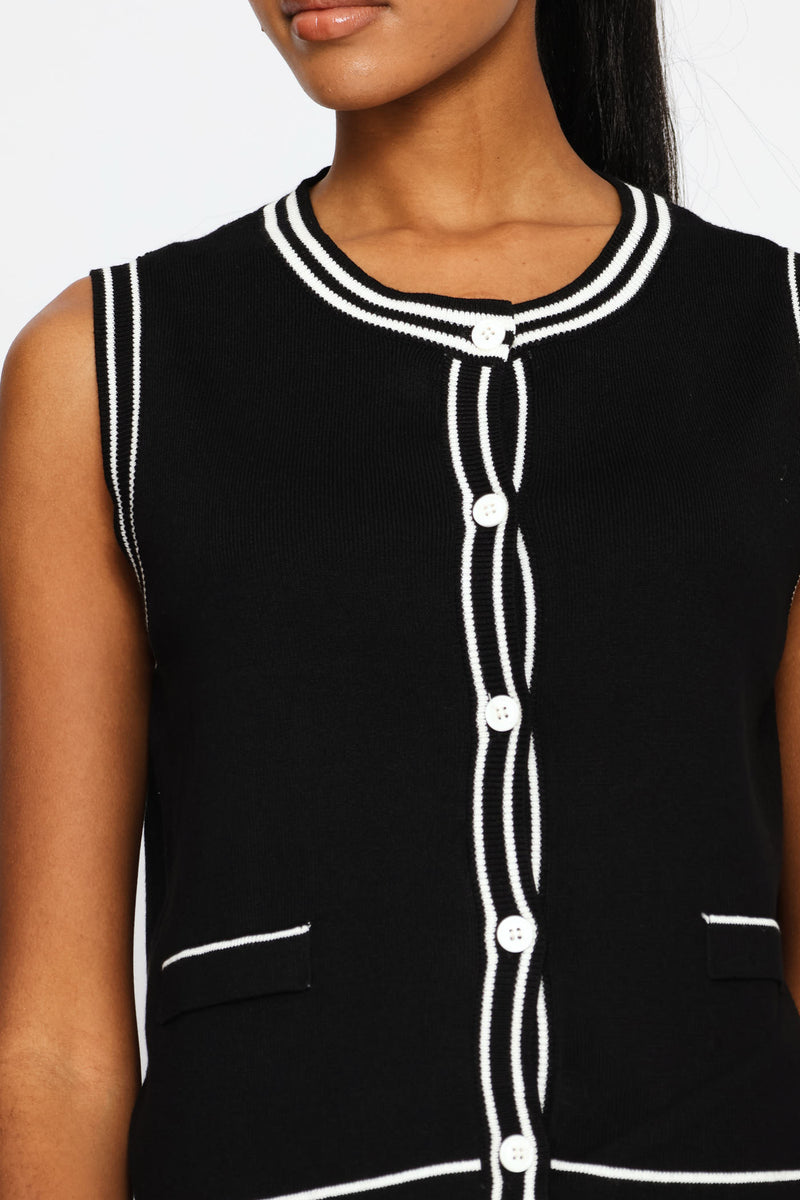 Double Tipped Cardigan - Black