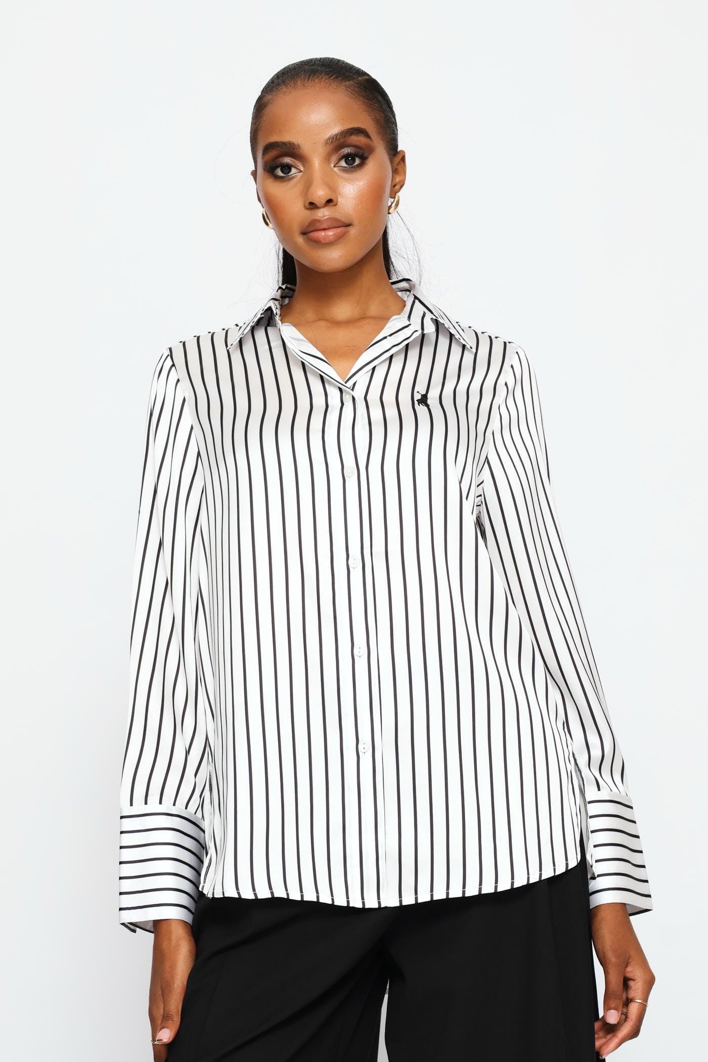 Ladies Nia Long Sleeve Stripe Blouse - White – Edgars
