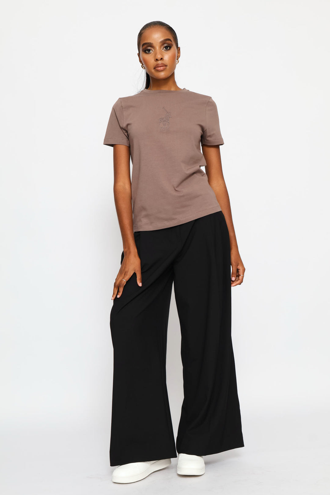 Pony Embroidered T-Shirt - Light Brown