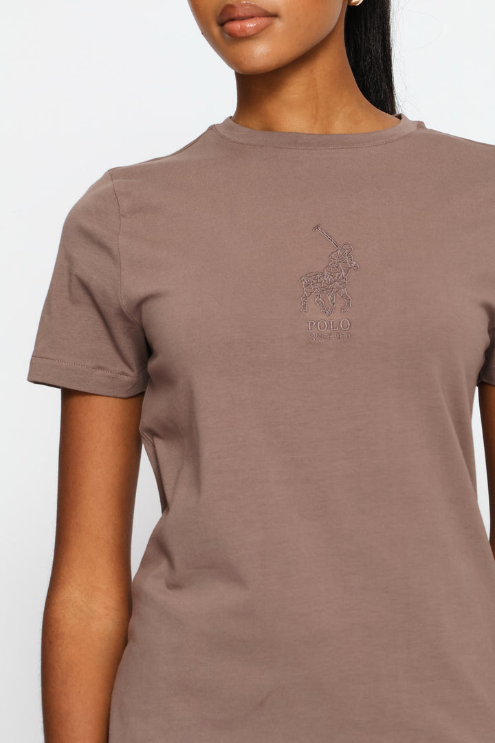 Pony Embroidered T-Shirt - Light Brown